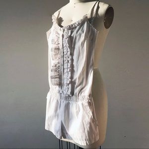 Vintage-styled striped ruffled romper